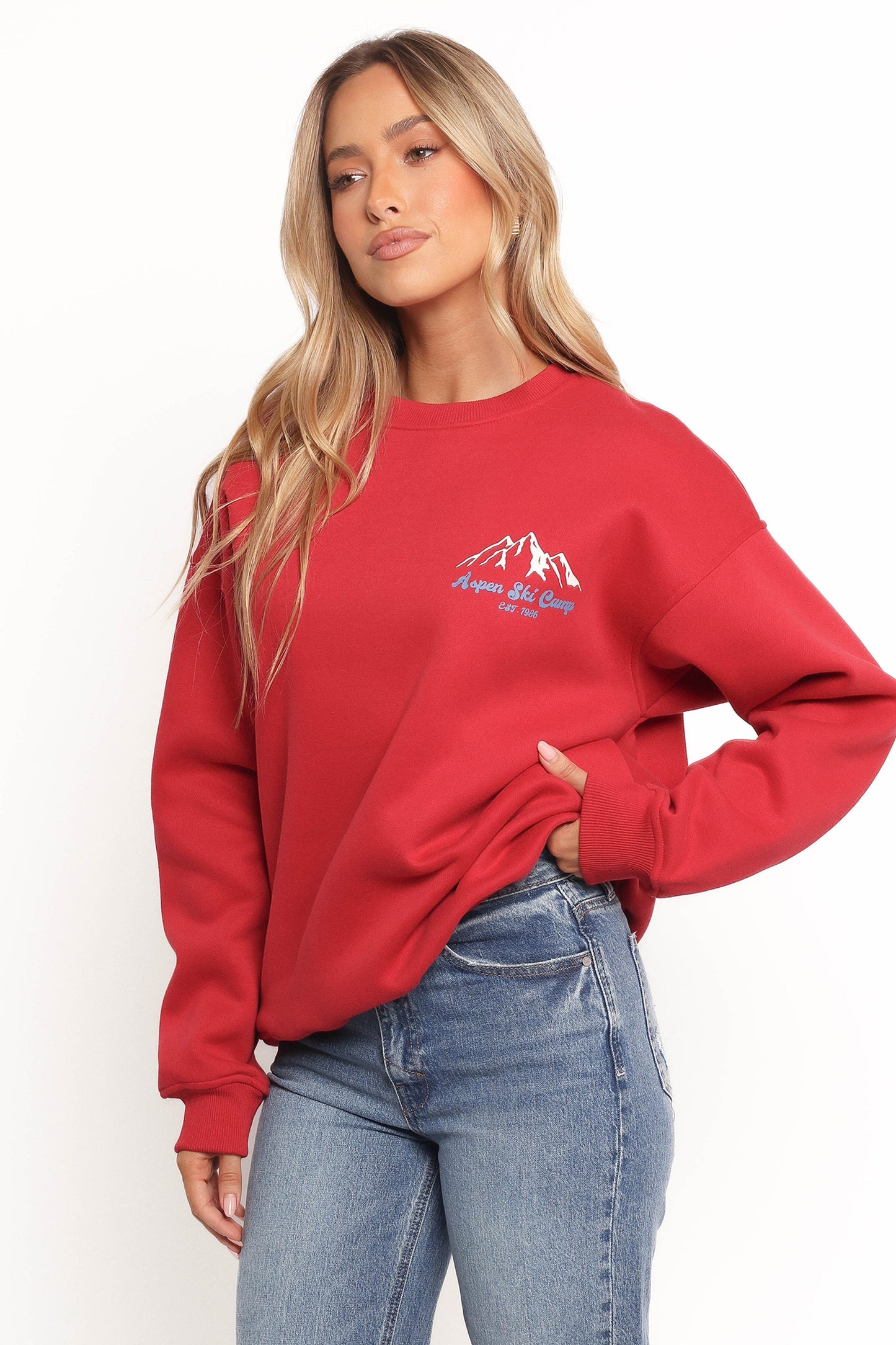 Torie Apres Ski Camp Sweatshirt - Cherry